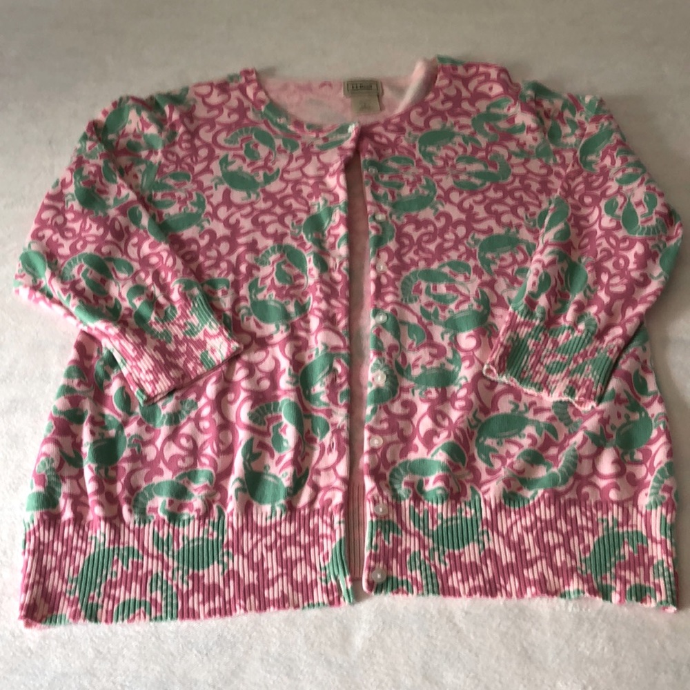 L.L. Bean 🦐 & 🦀 3/4 Sleeve Cardigan